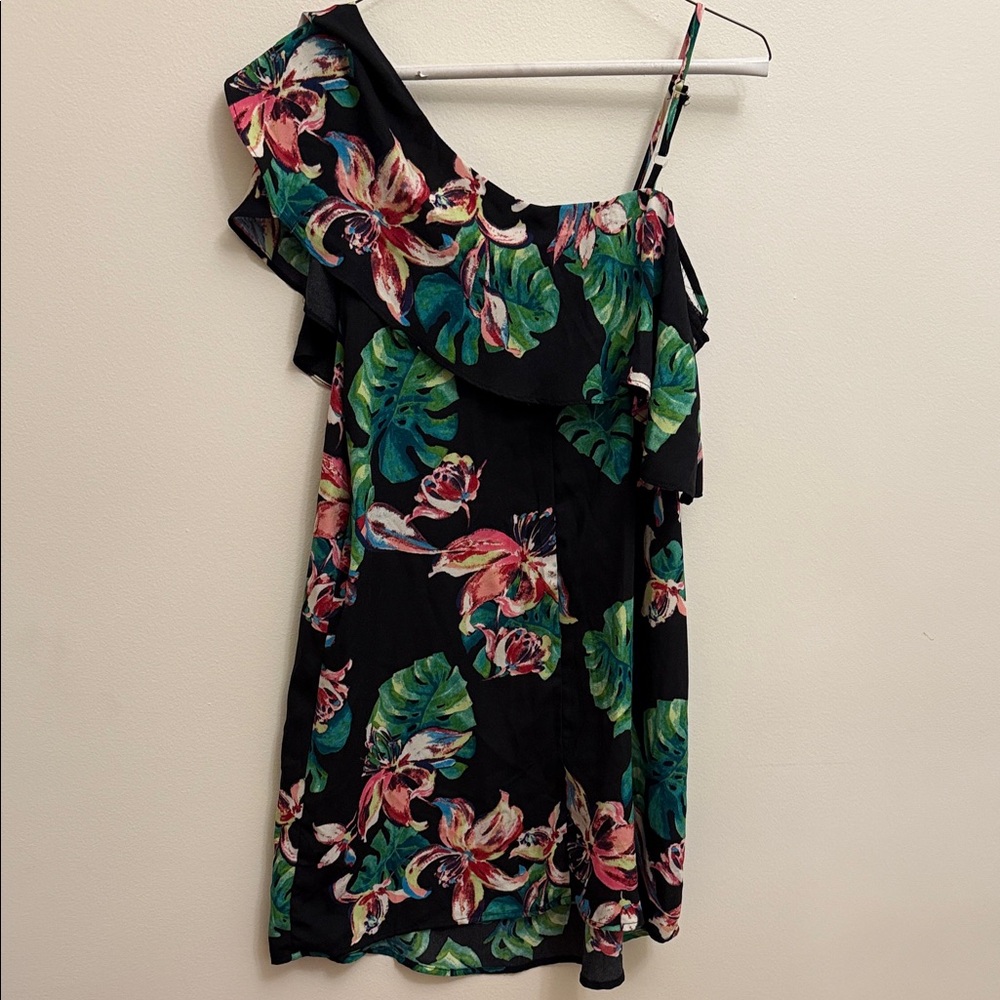 BeBop Black Floral Ruffle Dress Size Small Resortwear Spring - Picture 6 of 8